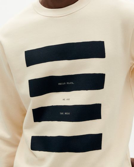 Sweatshirt aus Bio-Baumwolle | Ecru mit Print "hello playa sweatshirt ivory", Thinking Mu, Foto 2