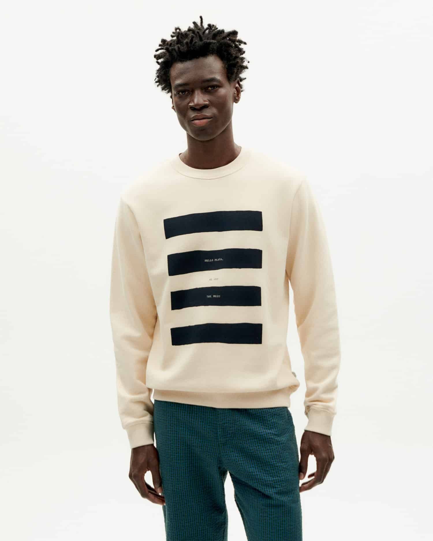 Sweatshirt aus Bio-Baumwolle | Ecru mit Print "hello playa sweatshirt ivory", Thinking Mu, Foto 1