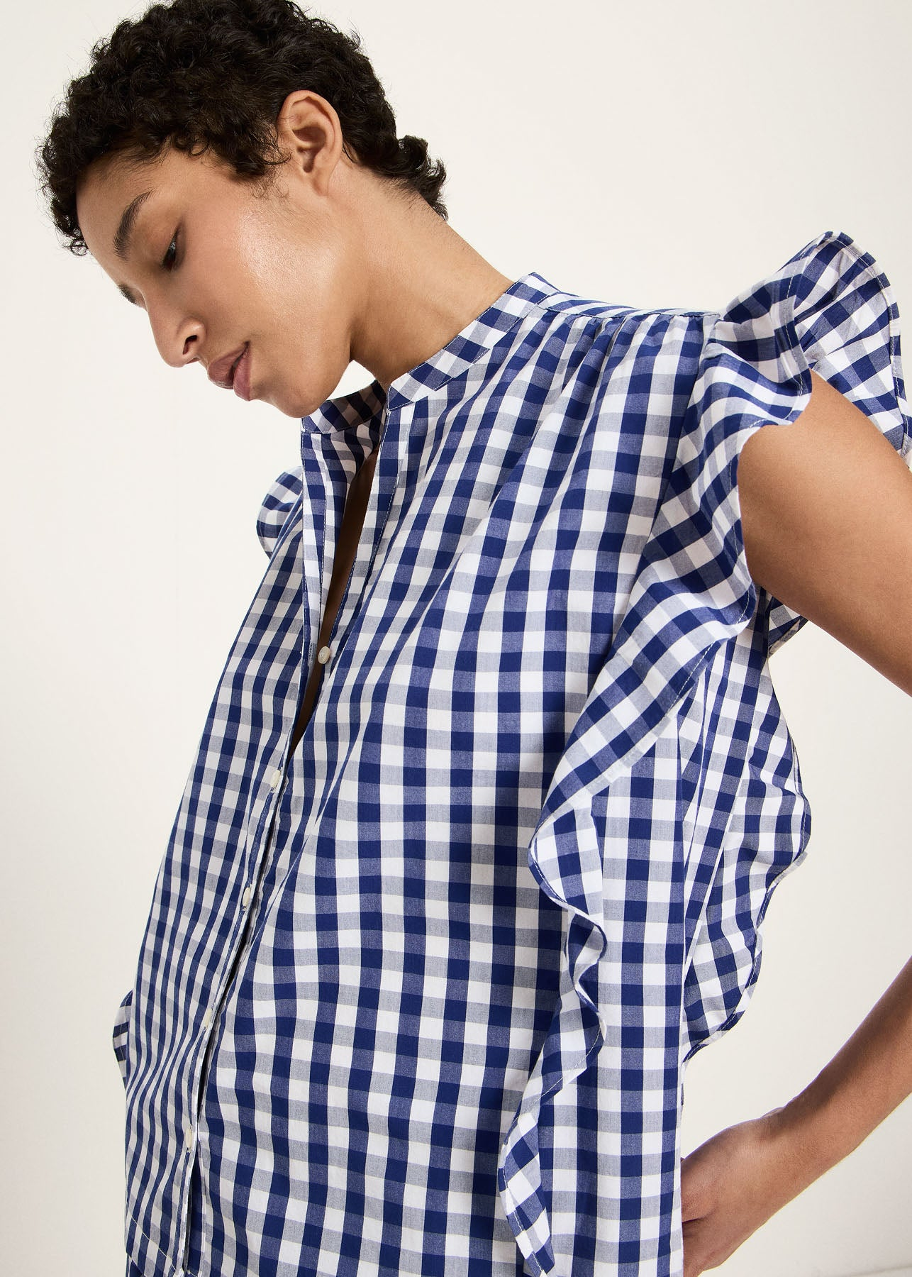 Bluse aus Bio-Baumwolle | Vichy-Karo Blau, Lanius, Foto 1