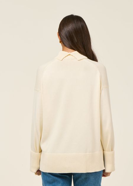Pullover mit hohem Kragen aus Bio-Baumwolle | Ecru "crew neck - egret", Knowledge Cotton Apparel, Foto 4