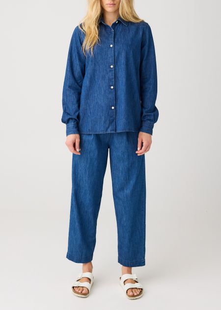 Pantalon droit denim en coton bio | bleu "organic cotton denim pant - dark blue denim"