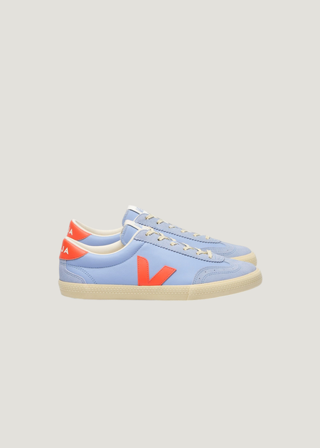 Baskets en cuir | bleu "volley - olympe orange fluo calcaire" - Veja