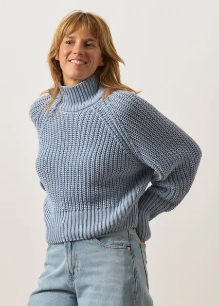 Pull maille en coton bio | bleu "Ola - pale blue"