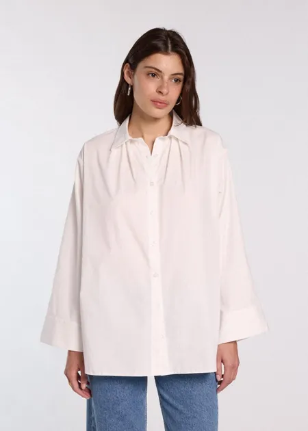 Chemise popeline en coton bio | blanc "Nine", Nitah