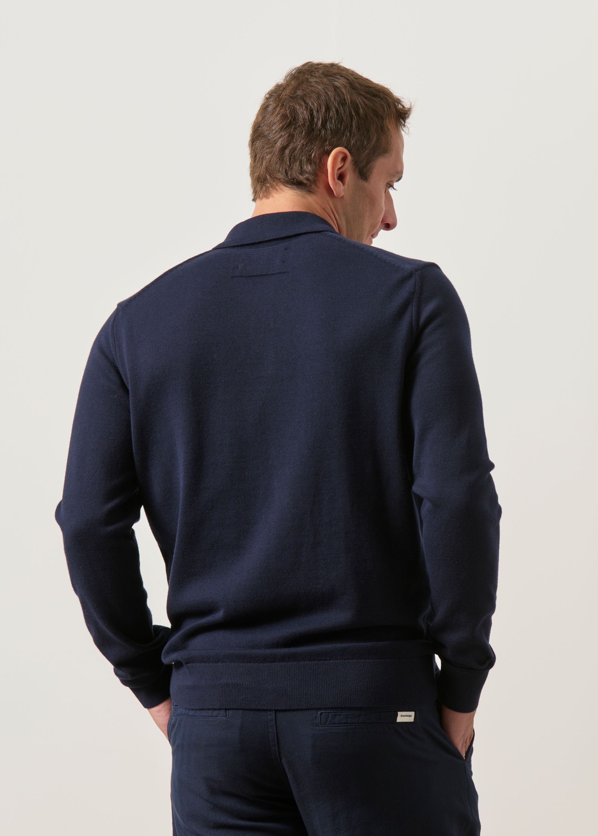Pull polo en coton bio | marine "Knit longsleeve poloshirt - night sky", Armedangels, photo 5