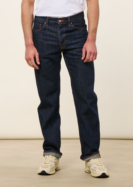 Jean droit large en coton bio  brut "rad rufus blue one wash" - Nudie Jeans