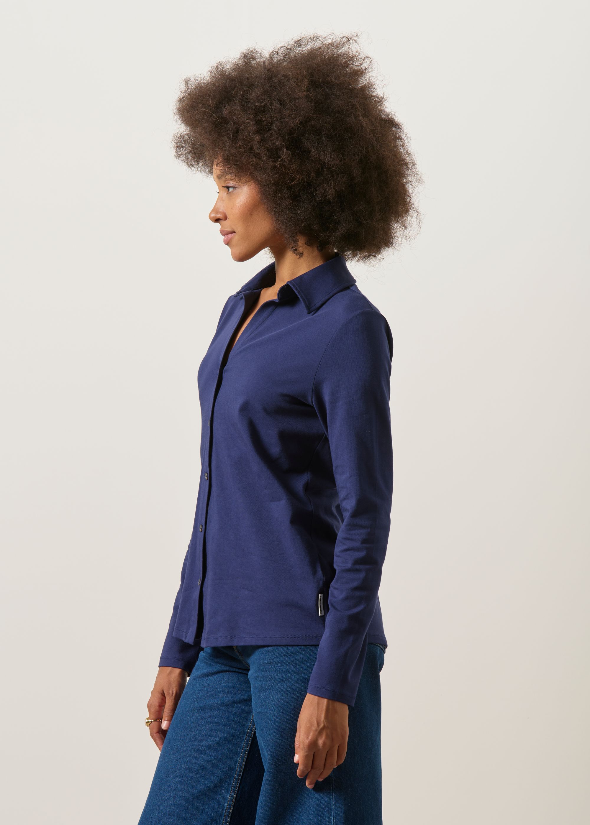 Chemise en coton bio | bleu marine "Nalaannia blouse | tinted navy", Armedangels, photo 3
