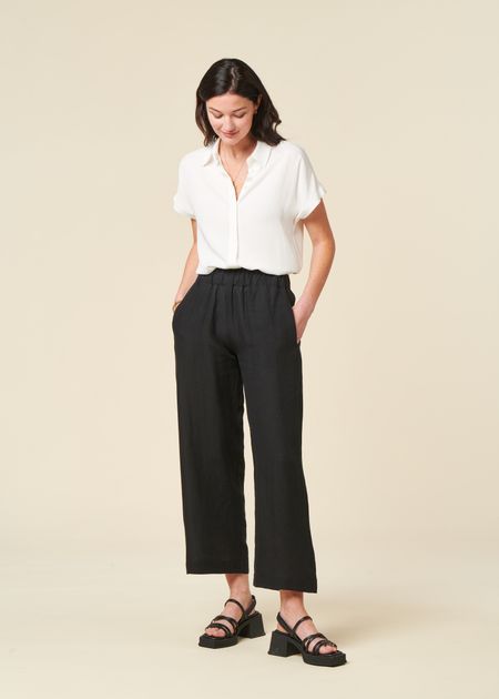 Pantalon ample en lin | noir "linen pants beveren black"