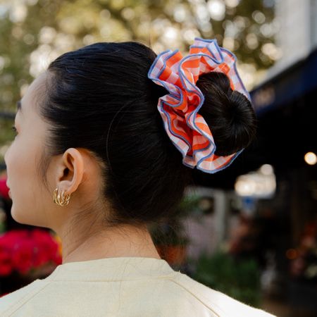 Maxi chouchou en matière upcyclée | vichy orange - Chou²