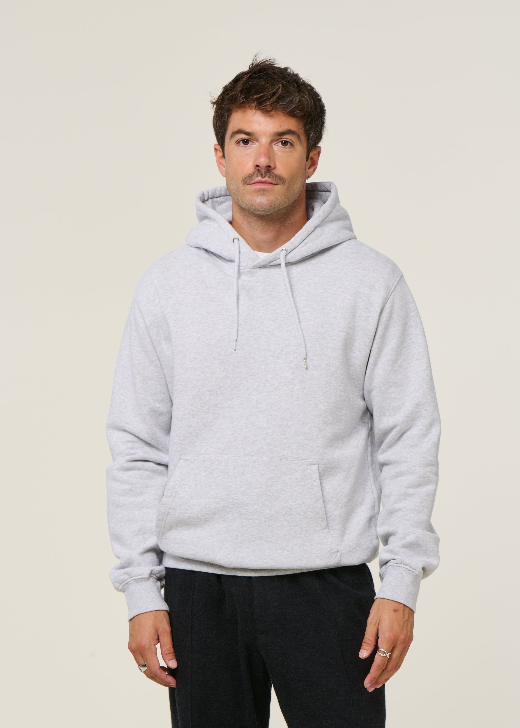 Sweat à capuche gris clair en coton bio - snow melange, Colorful Standard, photo 1