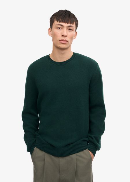 Pull vert en laine mérinos recyclée - emerald green