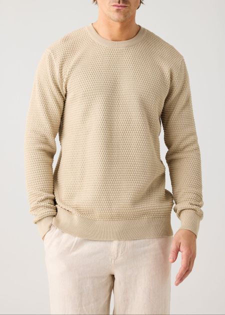 Pull en coton bio | beige " vagn regular bubble knit crew neck - light feather gray" - Knowledge Cotton Apparel