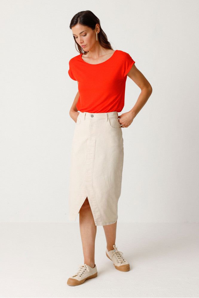 Jeansrock aus Bio-Baumwolle | Beige "aintzane creme", SKFK, Foto 2
