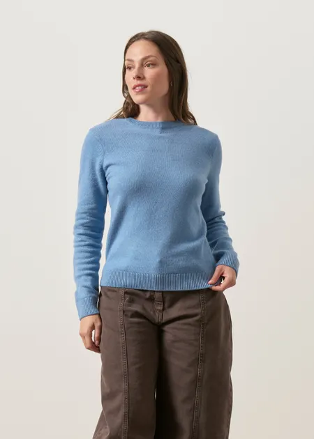 Pull régular en laine mérinos recyclée | bleu méditérranéen, WeDressFair, photo 2
