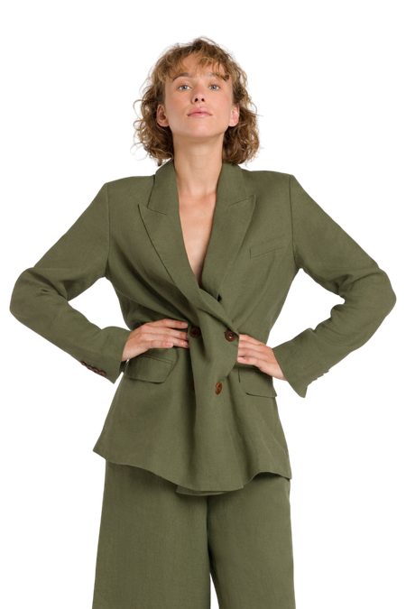 Blazer ample en lin | kaki "diana four leaf clover"