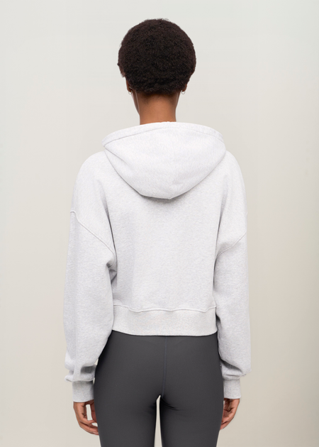 Kurze Sweatjacke aus Bio-Baumwolle | Grau meliert "organic crop zip hood - snow melange", Colorful Standard, Foto 3