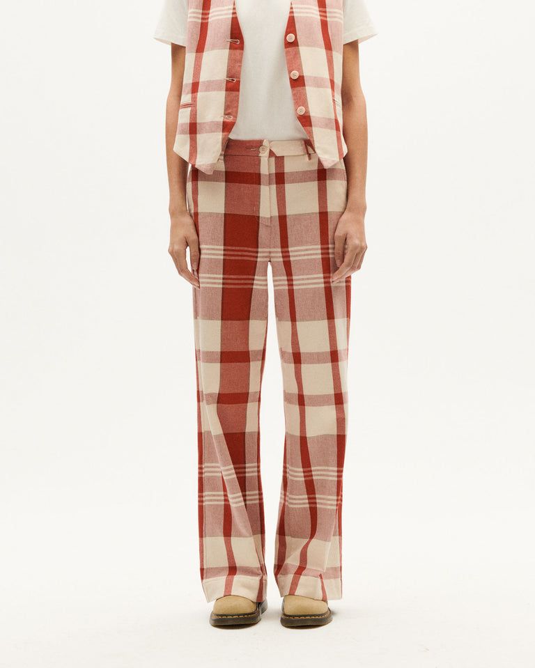 Karierte Hose mit lockerem Schnitt aus Bio-Baumwolle | Rot "picnic checks hermione pants multicolor", Thinking Mu, Foto 1
