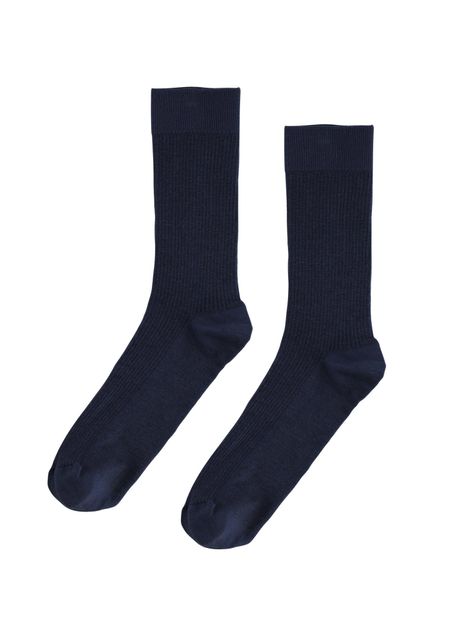 Chaussettes hautes marines en coton bio - navy blue