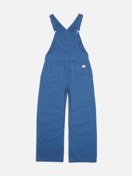 Salopette en coton bio | bleu "klara dungarees herringbone - blue" - Nudie Jeans