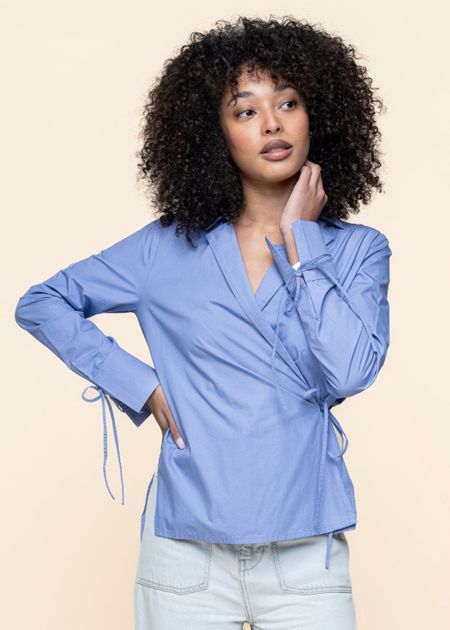 Blouse en coton bio | bleu "persian blue lenie blouse - blue" - Thinking Mu
