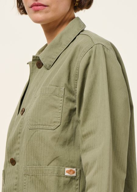 Veste en coton bio | vert "lovis herringbone jacket - pale green" - Nudie Jeans