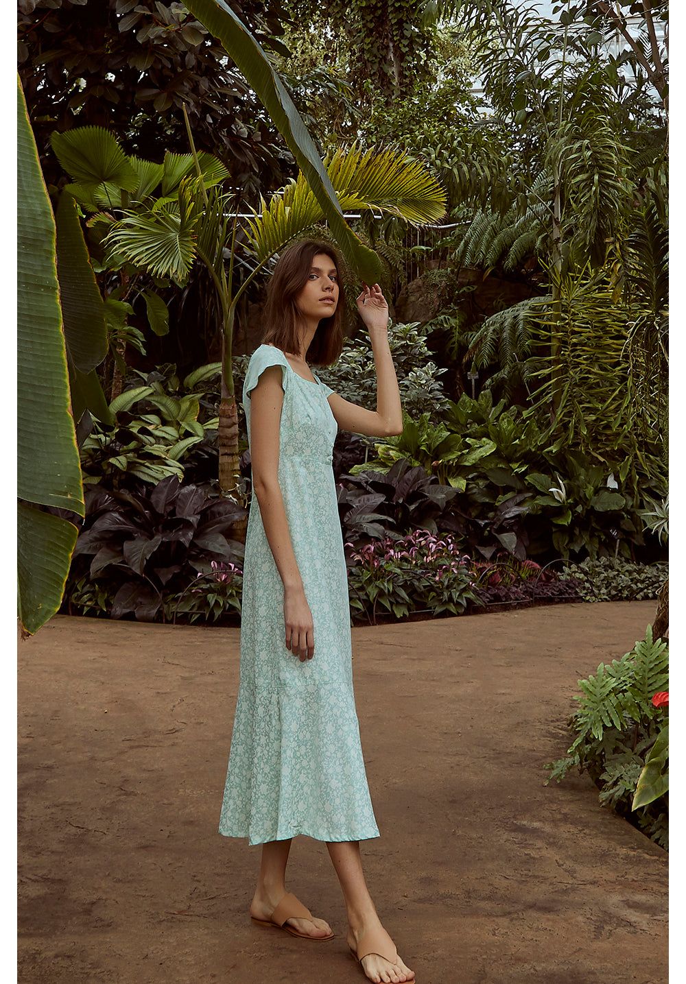 Robe longue vert menthe fleurie en tencel - pippa, People Tree, photo 1