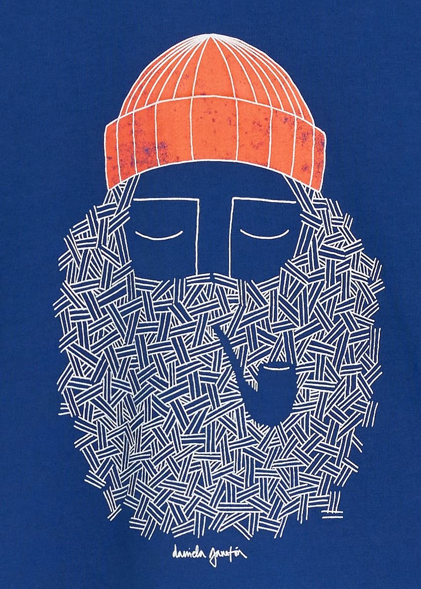 T-shirt imprimé en coton bio | bleu "cobalt smoking pipe tee - cobalt", Bask in the Sun, photo 2