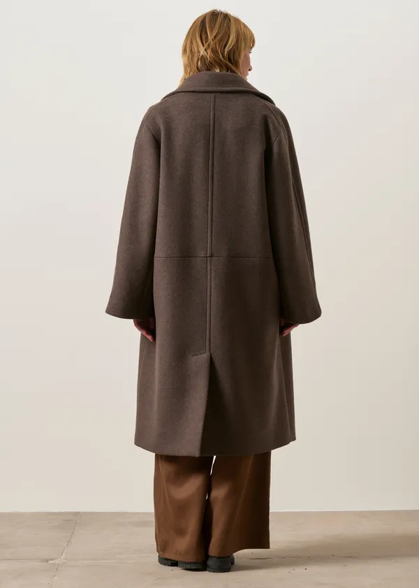 Manteau long en laine recyclée | marron "Wool double-breasted coat - claystone-melange", Armedangels