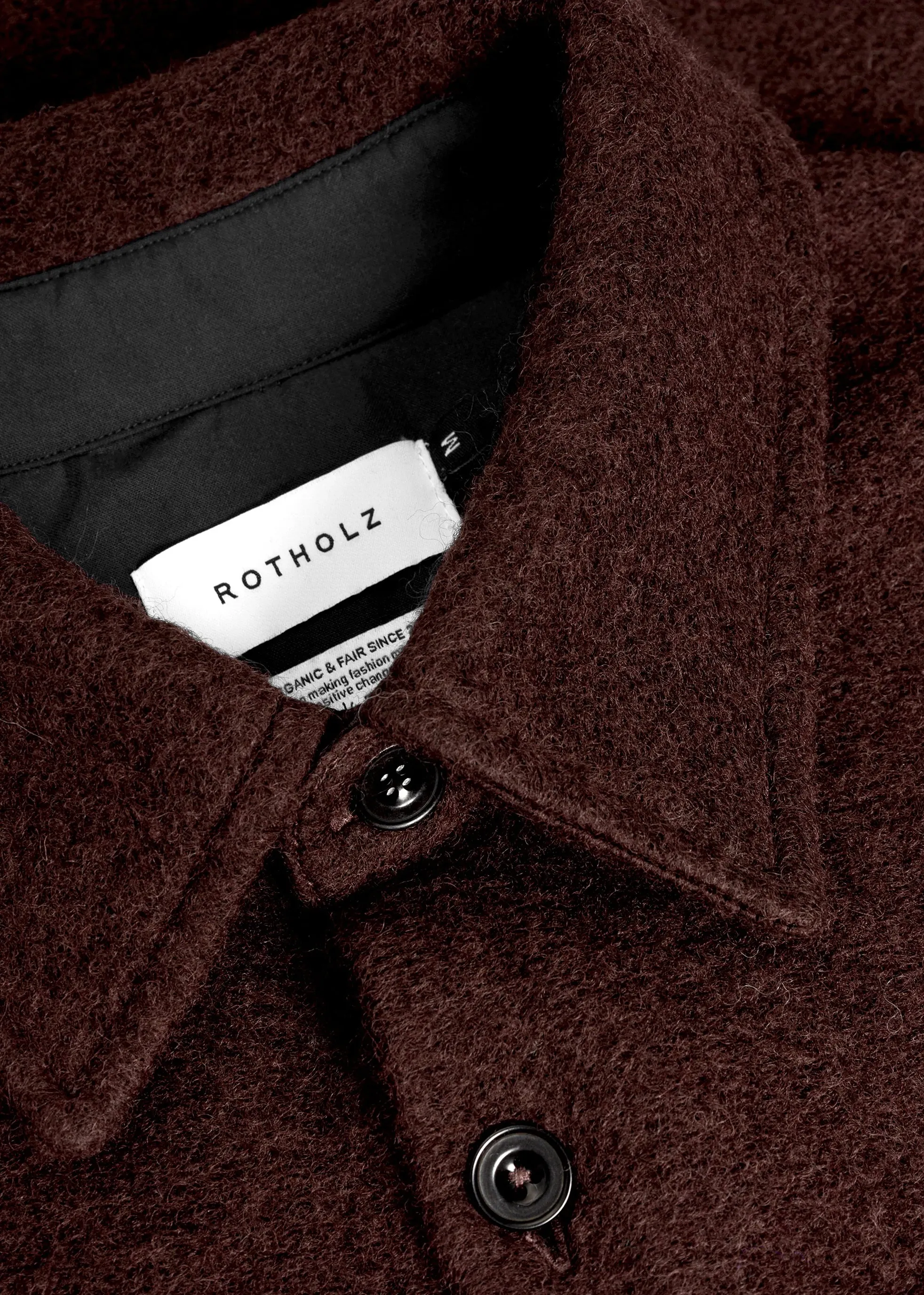 Surchemise en laine et coton bio | marron "Relaxed overshirt - rosewood brown", Rotholz, photo 6