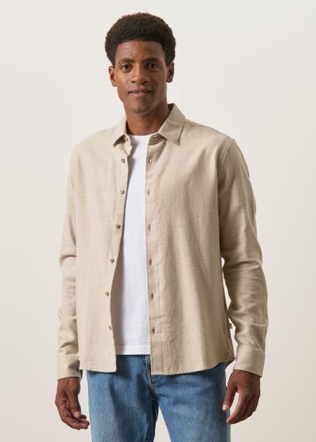 Chemise flanelle en coton bio | beige "dune regular flannel shirt - light feather gray" - Knowledge Cotton Apparel