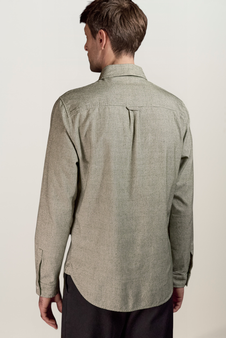 Chemise en coton bio | rayé vert "Ken eco brushed cotton striped green", About Companions, photo 4