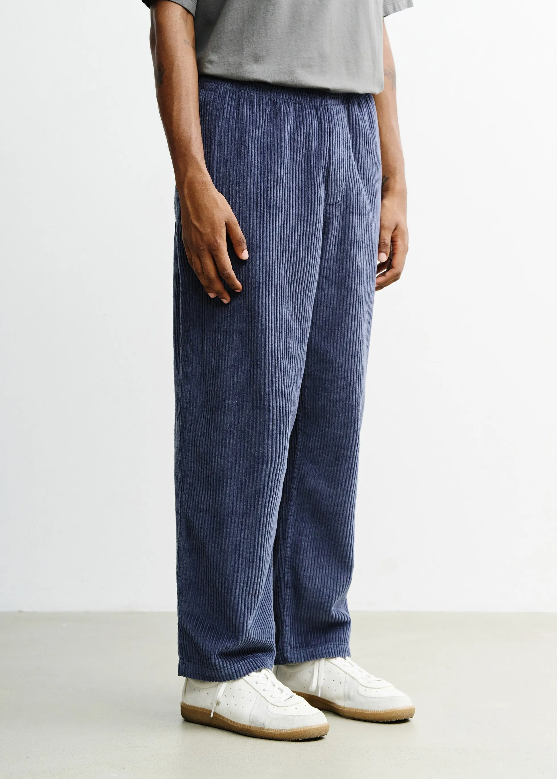 Pantalon ample velours en coton bio | bleu "Cord wide pant - ash blue", Rotholz, photo 3