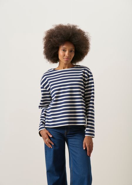 Sweat marinière en coton bio | marine et écru "June" - WeDressFair