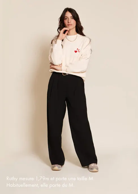 Sweat brodé en coton bio | crème "l'amour est déclaré", émoi émoi, photo 4