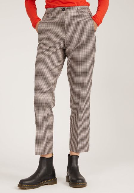 Pantalon à carreaux marron en tencel - varmaa microcheck