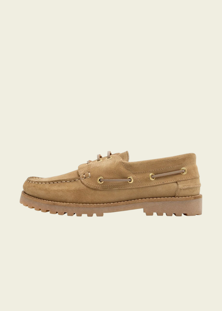 Chaussures bateau en cuir certifié | ollie boat shoe - earth suede