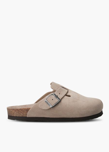 Sabots en cuir certifié | marron "riva velour taupe" - Genuins