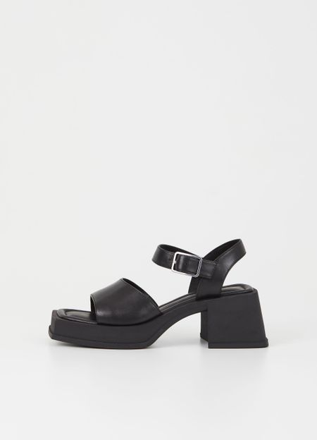 Sandales à talons en cuir certifié | noir "hennie black"