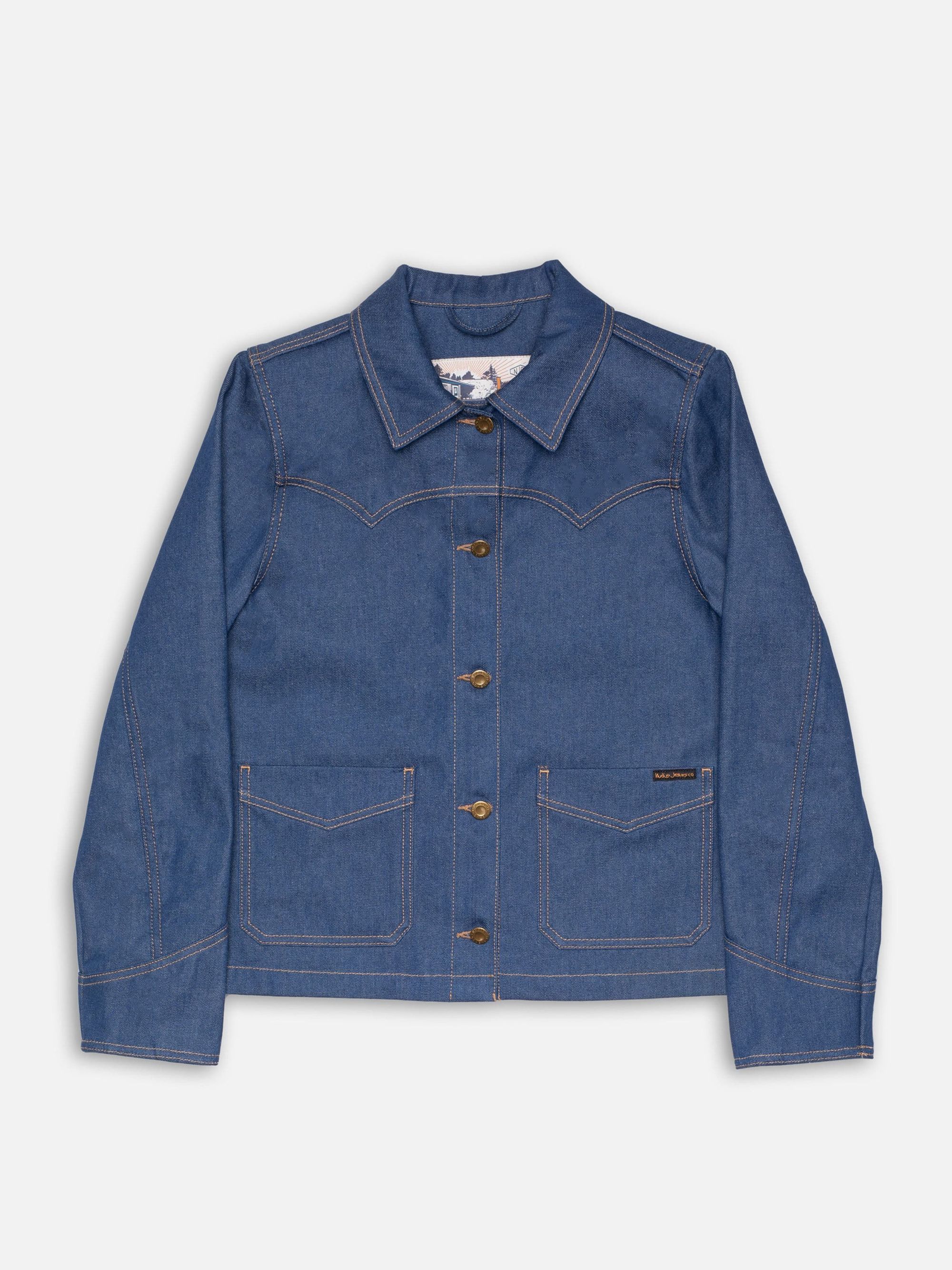 Veste en jean brut en coton bio - kelly western jacket 70's blue denim, Nudie Jeans, photo 4