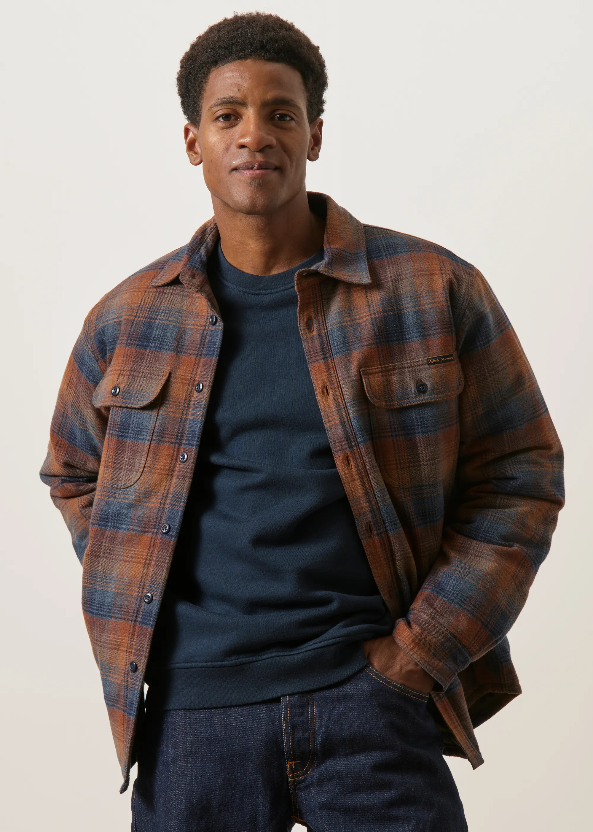 Veste style chemise matelassée en coton bio | carreaux "Glenn padded shirt check - multi", Nudie Jeans, photo 1