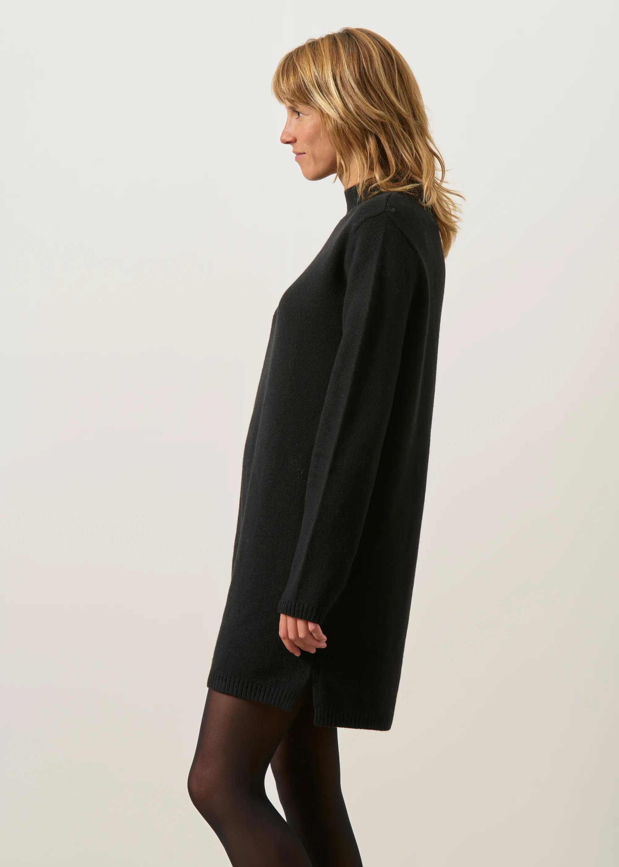 Robe courte maille col montant noir, WeDressFair, photo 5