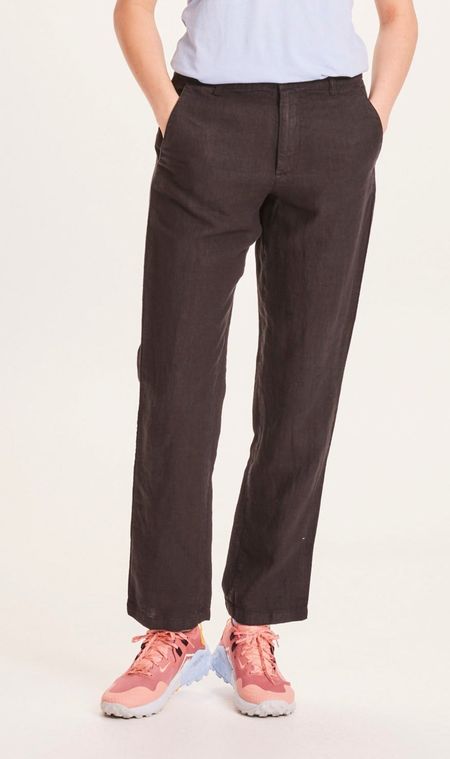 Pantalon ample noir en lin biologique - senna loose pants black jet, Knowledge Cotton Apparel, photo 1