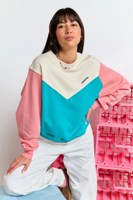 Sweat en coton bio | rose/ turquoise "max - Perpète