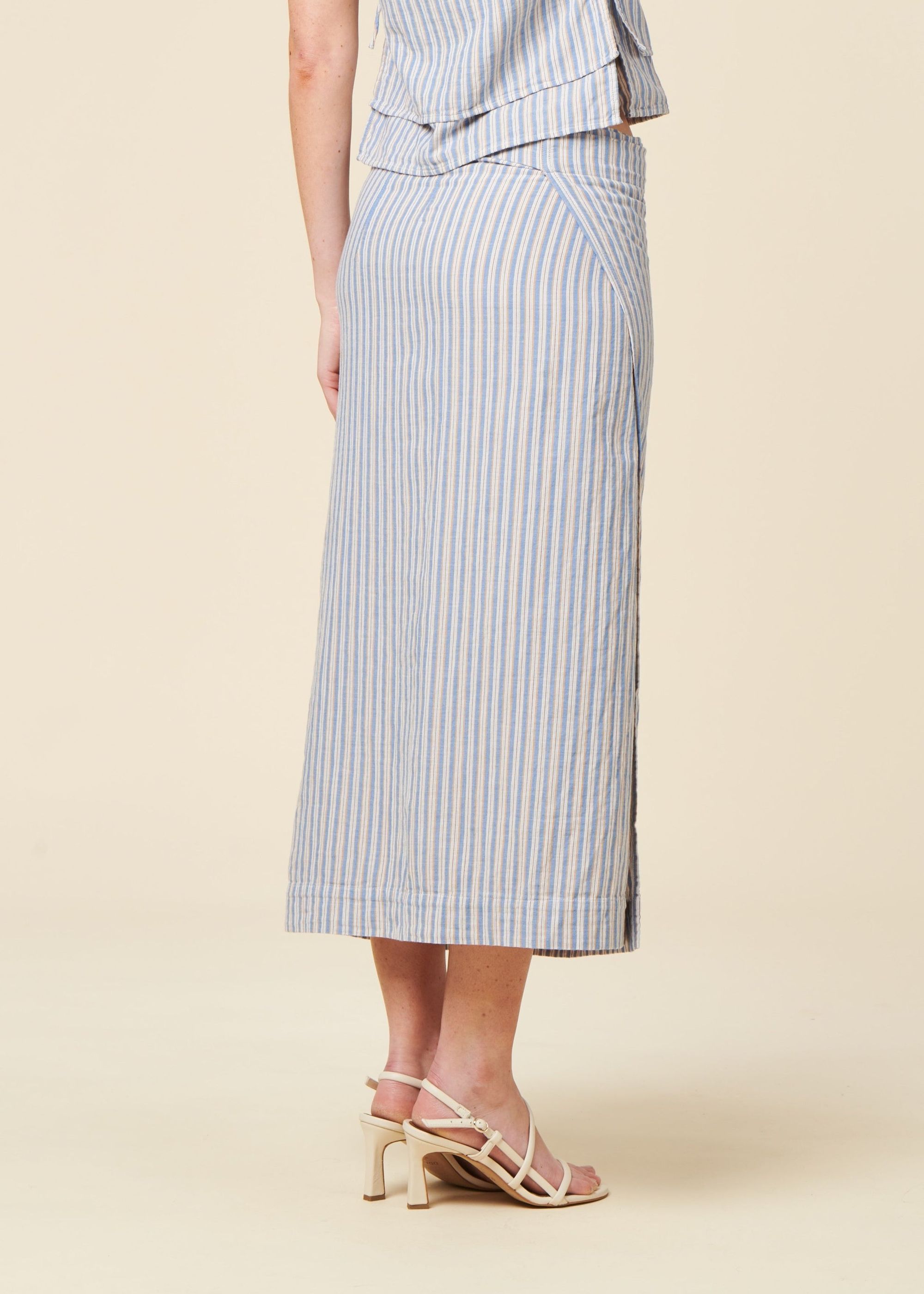 Wickelrock aus Bio-Baumwolle | gestreift "wrap skirt - multi stripe", Rotholz, Foto 4