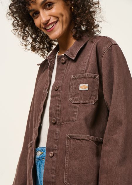 Veste denim en coton bio | marron "ada workwear - jacket-espresso" - Nudie Jeans