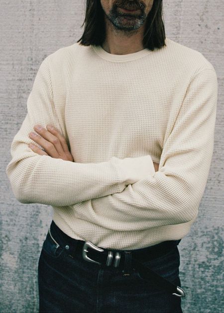 T-shirt à manches longues en coton bio | écru "long sleeve waffle t-shirt"