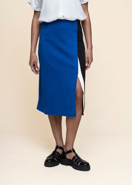 Jupe mi-longue en coton biologique | bleu "baiza-gots skirt - indigo blue"