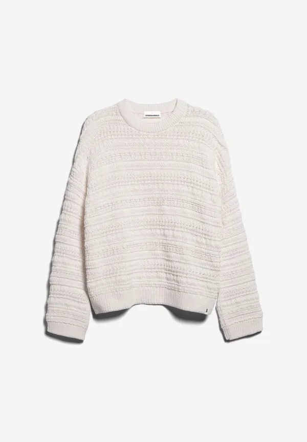 Pull blanc maille en coton bio - laniaa off white, Armedangels