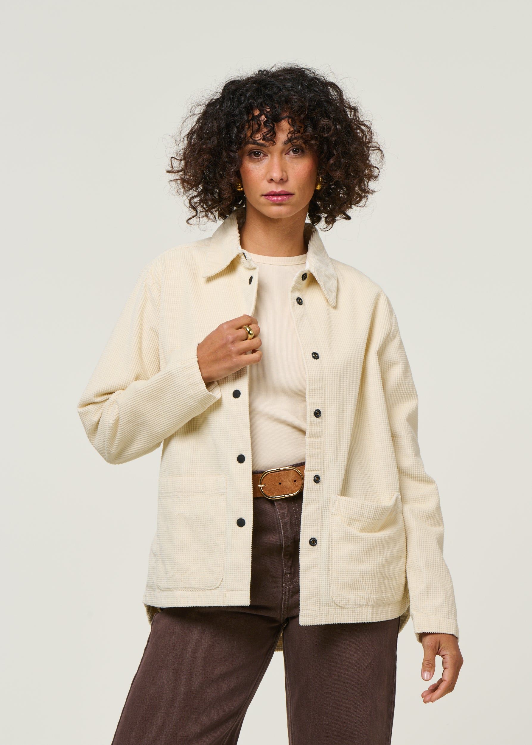 Cordjacke aus Bio-Baumwolle | Ecru "corduroy overshirt - egret", Knowledge Cotton Apparel, Foto 1