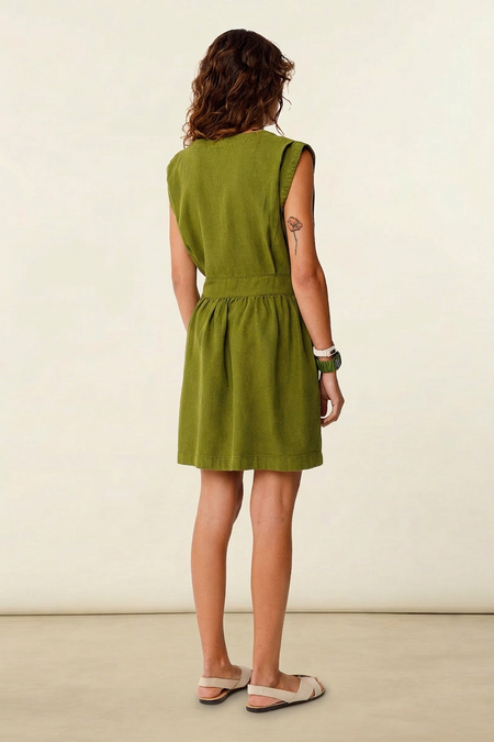 Robe en lin et coton bio | vert "vestido maddi - dark green", SKFK, photo 4
